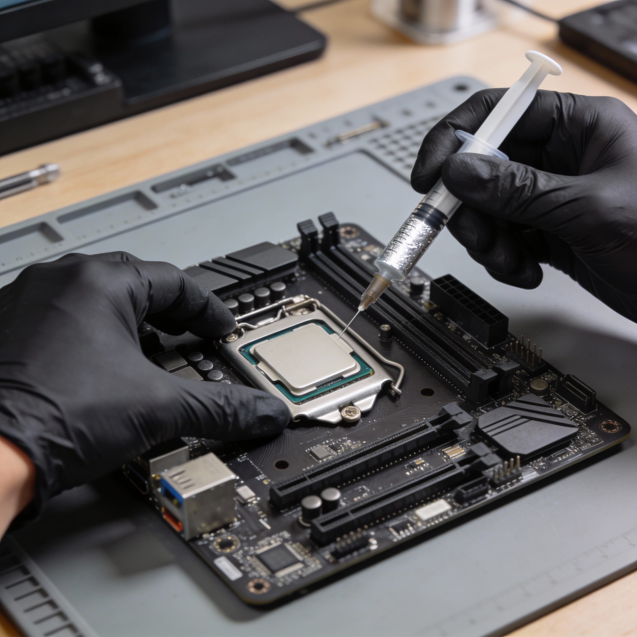 Técnico realizando manutenção de notebook